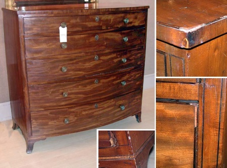 Lot image - George III Mahogany Bow Front Chest of Drawers