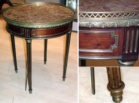 Lot image - Louis XVI Style Marble Top Mahogany Bouillote Table