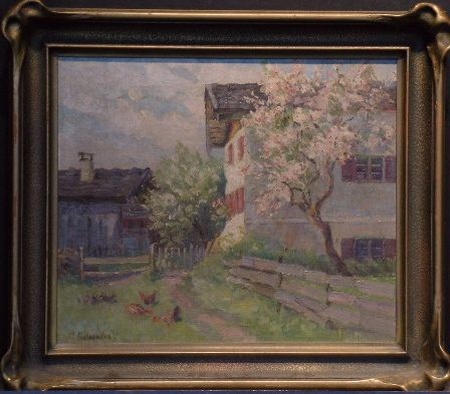 Lot image - Charlotte D. Schroeder (Schroder) American, b.1893 TREES IN BLOOM, BACKYARD