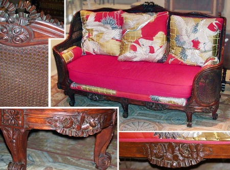 Lot image - Louis XVI Style Caned Mahogany Settee