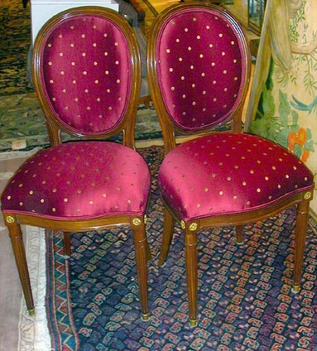 Lot image - Set of Ten Louis XVI Style Upholstered Mahogany Dining Chairs