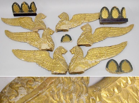 Lot image - Group of Gilt-Wood Decorations