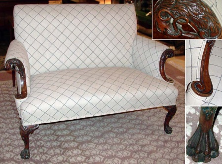 Lot image - Georgian Style Upholstered Mahogany Settee