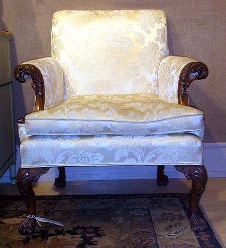 Lot image - George II Style Upholstered Mahogany Armchair