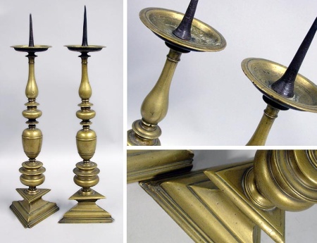Lot image - Pair of Brass Pricket Candlesticks