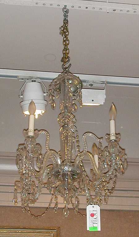 Lot image - George III Style Cut Glass Four-Light Chandelier