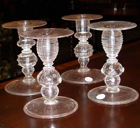 Lot image - Two Pairs of Venetian Glass Candlesticks