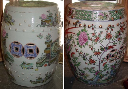 Lot image - Two Chinese Polychrome Decorated Porcelain Garden Seats