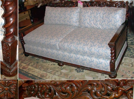 Lot image - Continental Carved Walnut Settee