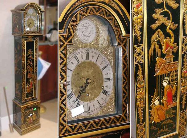 Lot image - Georgian Style Chinoiserie Decorated Grandmothers Clock