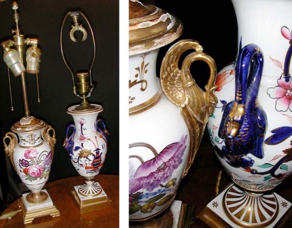 Lot image - Two Continental Porcelain Urns