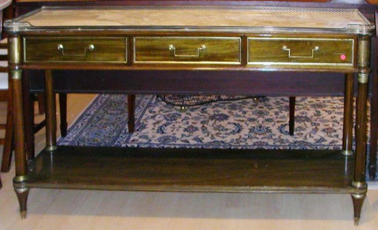 Lot image - Louis XVI Style Marble Top Mahogany Console Desserte