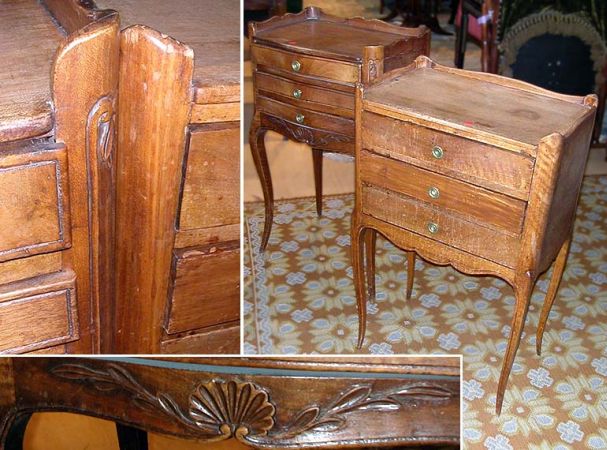 Lot image - Companion Pair of Provincial Louis XV Style Fruitwood Bedside Tables