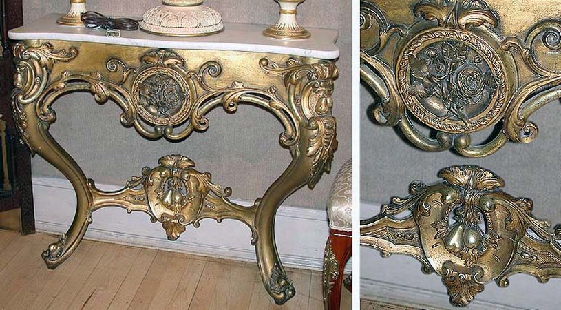 Lot image - Louis XV Style Marble Top Gilt Console