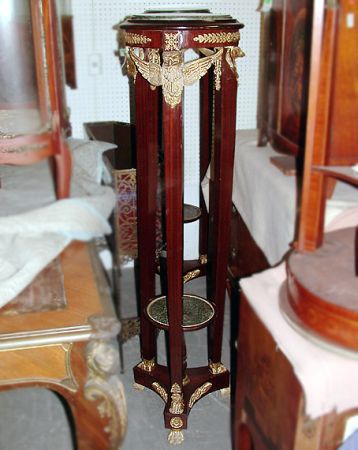 Lot image - Pair of Empire Style Marble Top Mahogany Fern Stands