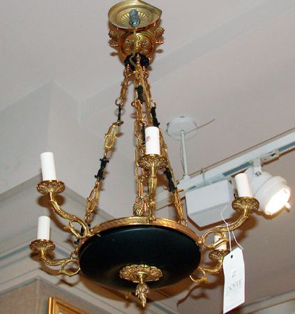Lot image - Empire Style Gilt and Patinated-Metal Six-Light Chandelier