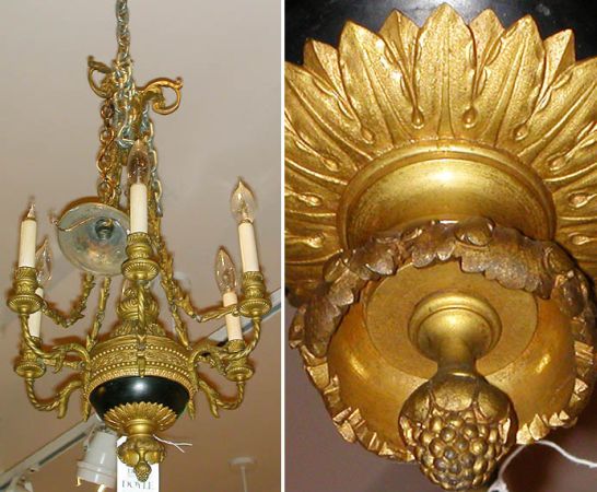 Lot image - Neoclassical Style Gilt and Patinated-Metal Six-Light Chandelier