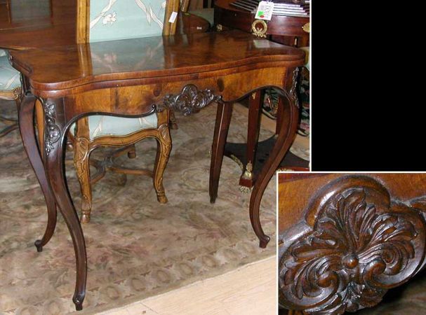 Lot image - Victorian Burl-Walnut Fold-Over Games Table