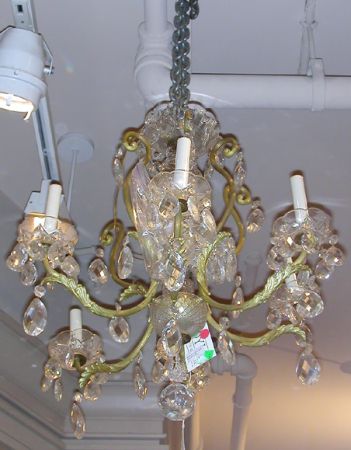 Lot image - Neoclassical Style Gilt-Metal and Crystal Six-Light Chandelier