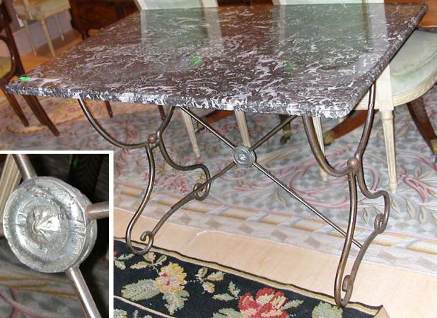 Lot image - Polished Steel and Marble Bakers Table