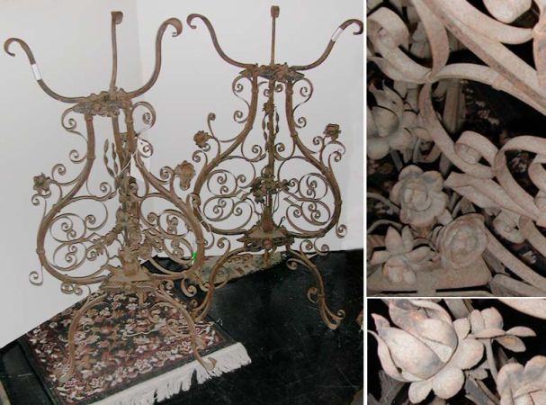 Lot image - Pair of Rustic Iron Plant Stands