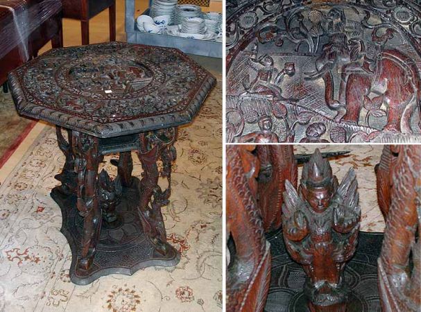 Lot image - Indian Carved Hardwood Low Side Table