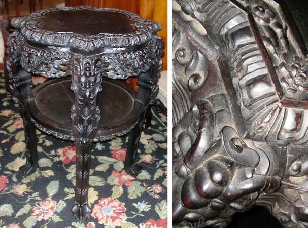 Lot image - Chinese Carved Teak Circular Table