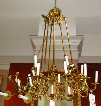 Lot image - Victorian Style Brass Eighteen-Light Chandelier