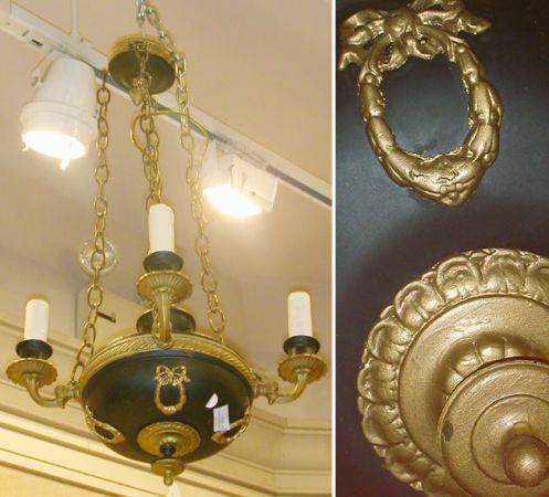 Lot image - Empire Style Gilt and Patinated-Metal Four-Light Chandelier