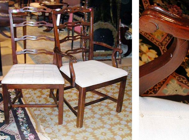 Lot image - Set of Eight Georgian Style Mahogany Ribbon Back Dining Chairs