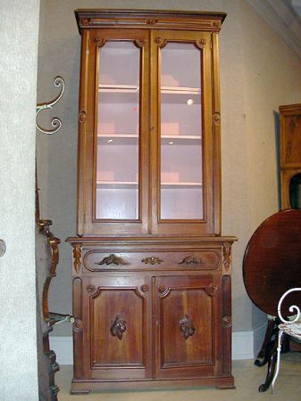 Lot image - Victorian Walnut Bookcase Cabinet