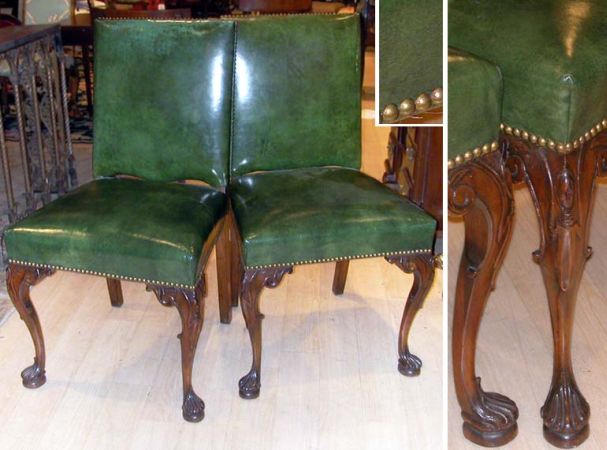 Lot image - Set of Six Georgian Style Mahogany Upholstered Side Chairs