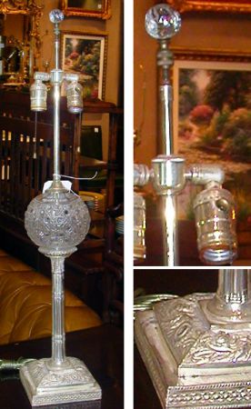 Lot image - Neoclassical Style Silver Plated and Crystal Lamp