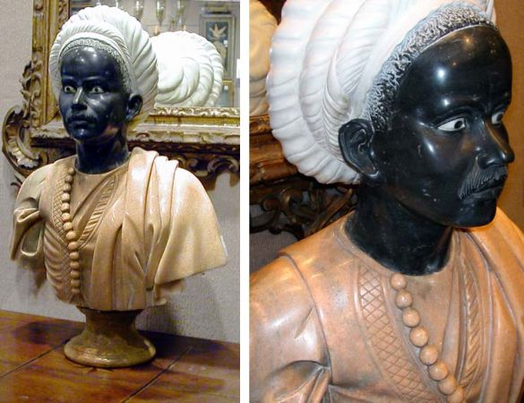 Lot image - Carved Marble Bust of a Nubian