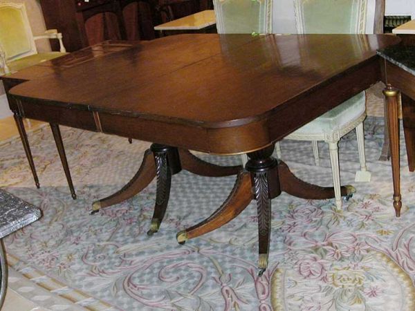 Lot image - Georgian Style Mahogany Double-Pedestal Extension Dining Table with Three Leaves