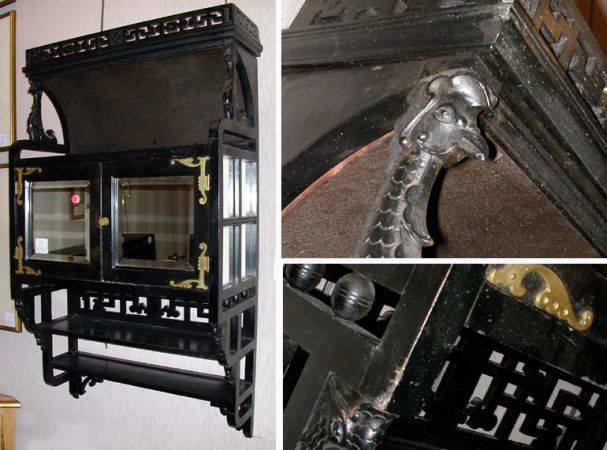 Lot image - Victorian Black Painted Hanging Shelf