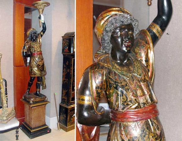 Lot image - Venetian Rococo Revival Painted and Decorated Blackamoor