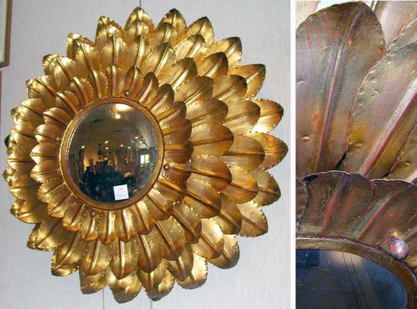 Lot image - Painted Tole Sunburst Mirror
