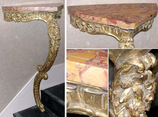 Lot image - Louis XV Style Marble Top Gilt-Wood Console