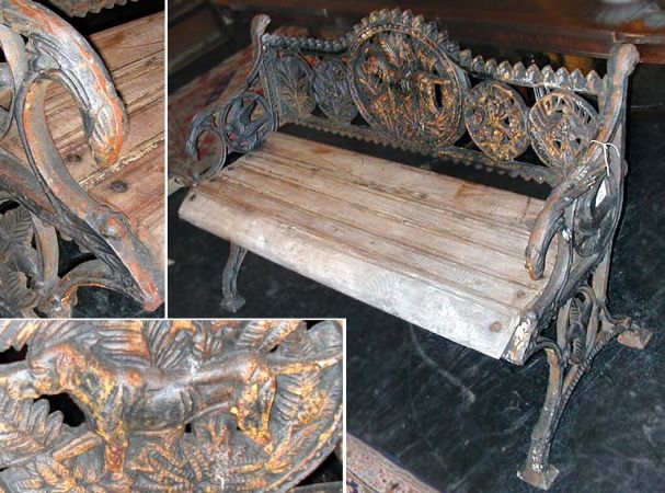 Lot image - Victorian Style Painted Iron and Wood Garden Bench