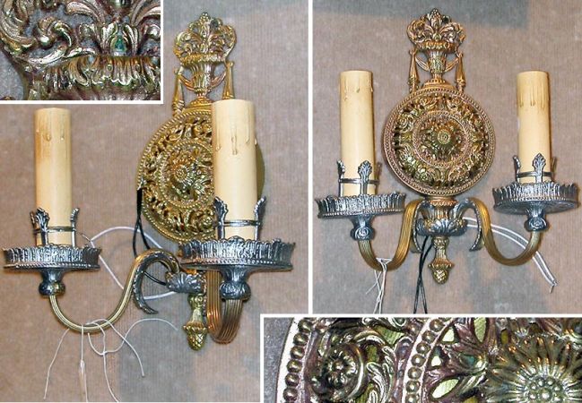 Lot image - Two Pairs of Victorian Style Two-Light Sconces
