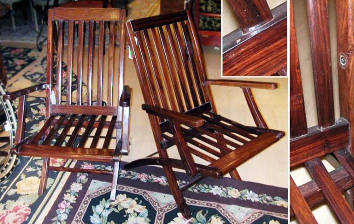 Lot image - Pair of Chinese Rosewood Folding Armchairs