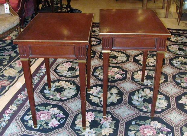 Lot image - Pair of Louis XVI Style Mahogany Side Tables