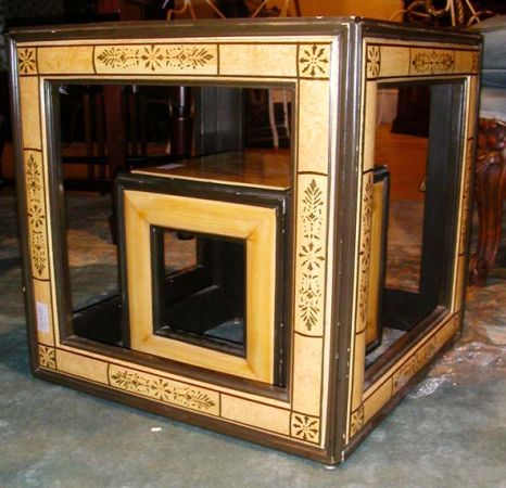 Lot image - Two Faux Painted Cube Side Tables