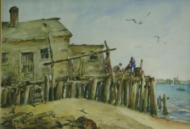 Lot image - Henry Martin Gasser American, 1909-1981 BAITING THE NETS