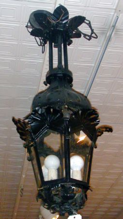 Lot image - Victorian Style Black Painted Tin and Glass Lantern