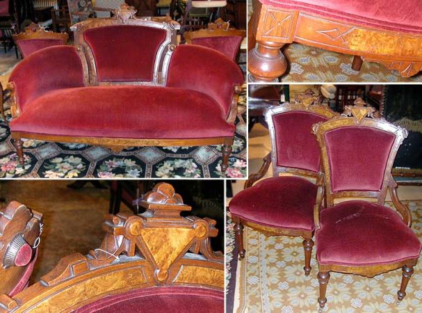 Lot image - Victorian Walnut Parlor Suite