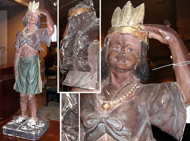 Lot image - Painted Composition Figure of an Indian