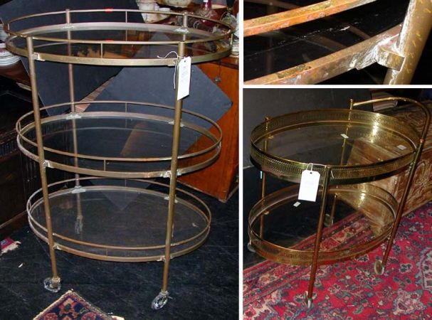 Lot image - Two Brass and Glass Serving Carts