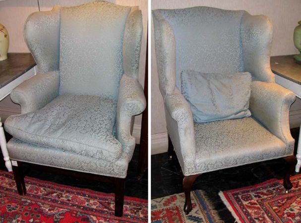 Lot image - Two Georgian Style Mahogany Wing Chairs